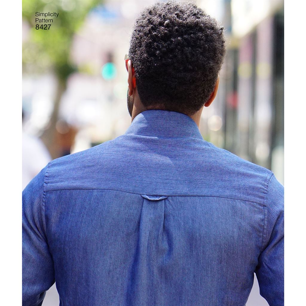 Simplicity Pattern 8427 Mens Fitted Shirt with Collar and Cuff Variations by Mimi G Image 1 From Patternsandplains.com