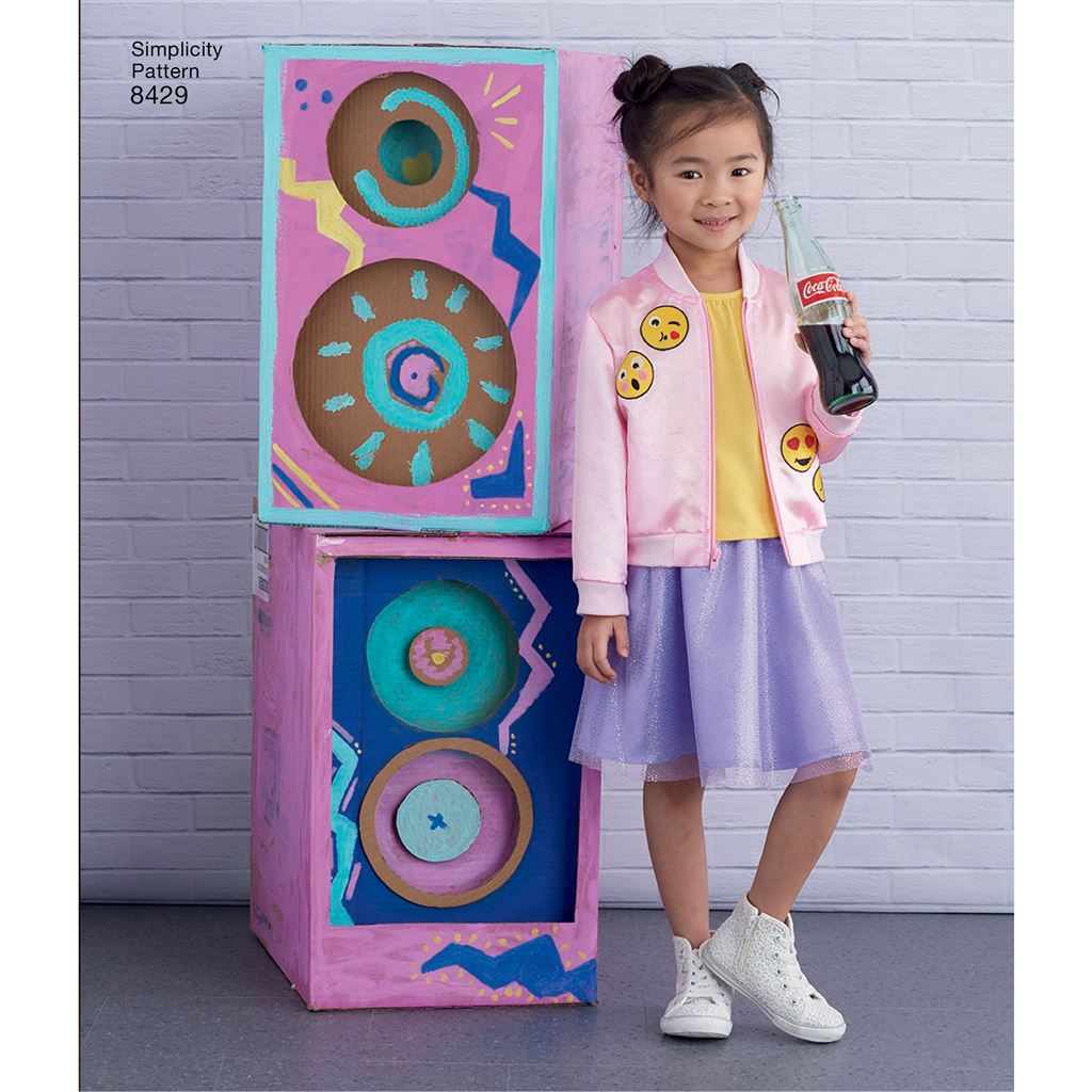 Simplicity Pattern 8429 Childs and Girls Bomber Jacket Skirt Leggings and Top Image 1 From Patternsandplains.com