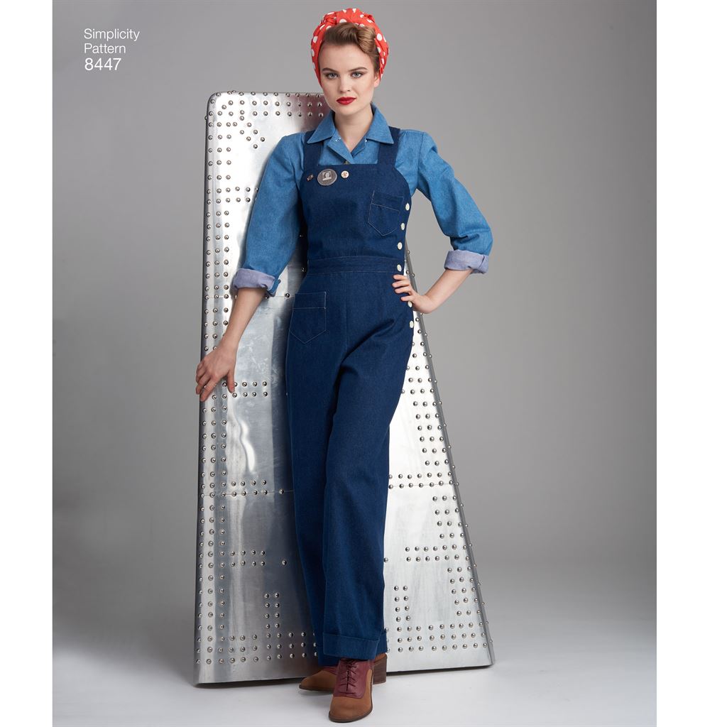Simplicity Pattern 8447 Womens Vintage Trousers Overalls and Blouses Image 1 From Patternsandplains.com