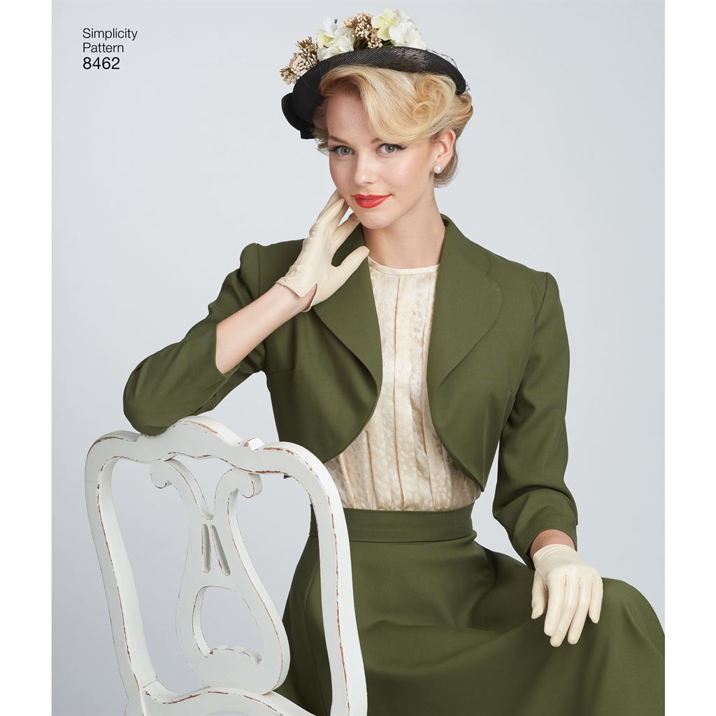 Simplicity Pattern 8462 Womens Vintage Blouse Skirt and Lined Bolero Image 1 From Patternsandplains.com