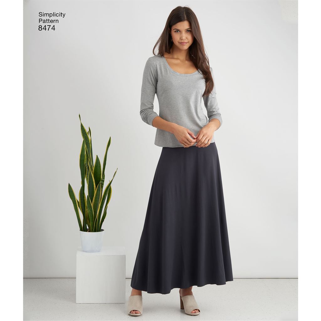 Simplicity Pattern 8474 Womens Knit Skirt with Options for Design Hacking Image 1 From Patternsandplains.com
