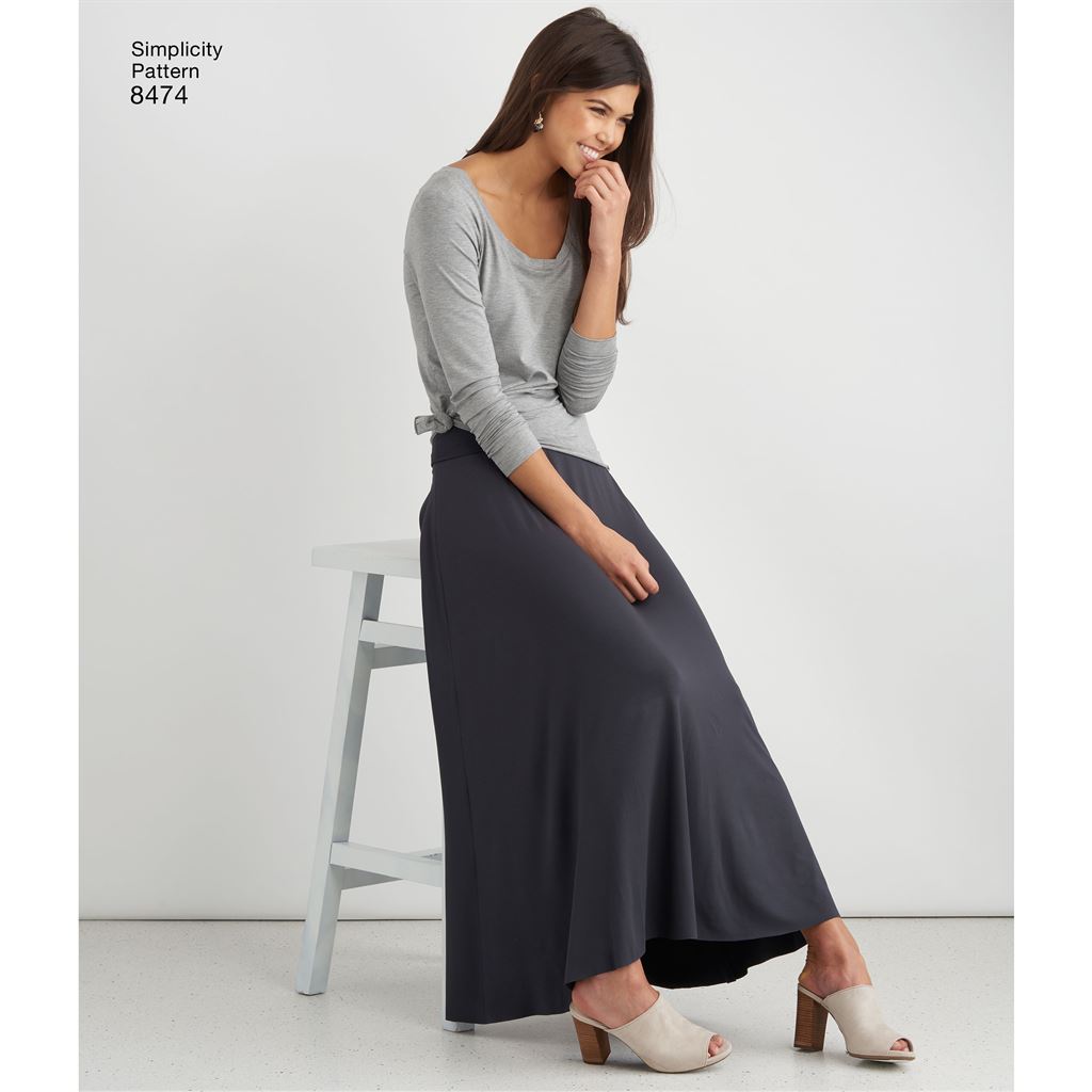 Simplicity Pattern 8474 Womens Knit Skirt with Options for Design Hacking Image 1 From Patternsandplains.com