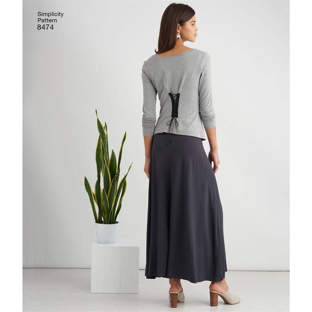 Simplicity Pattern 8474 Womens Knit Skirt with Options for Design Hacking Image 1 From Patternsandplains.com