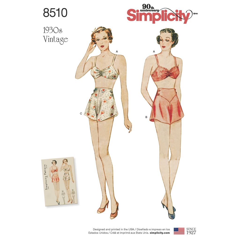 Simplicity Pattern 8510 Miss Vintage Brassiere and Panties Image 1 From Patternsandplains.com