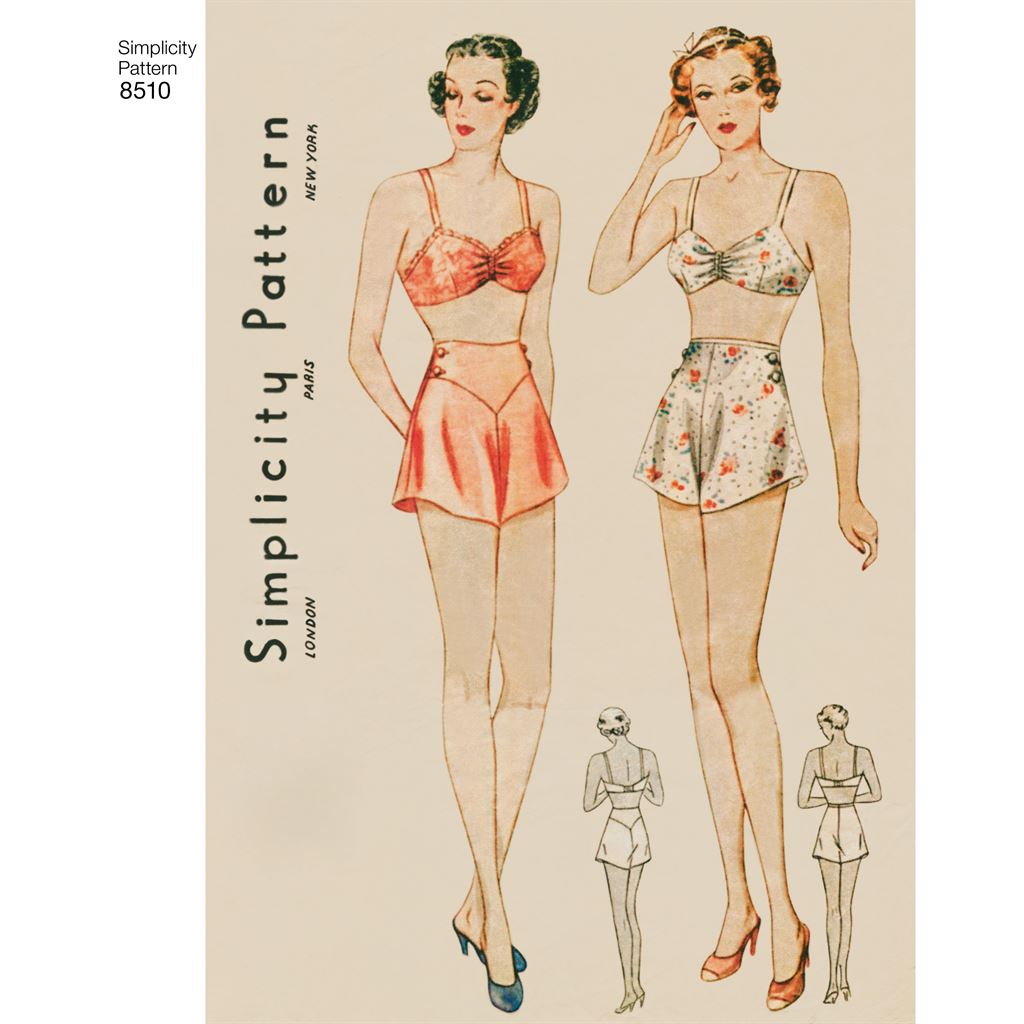 Simplicity Pattern 8510 Miss Vintage Brassiere and Panties Image 1 From Patternsandplains.com