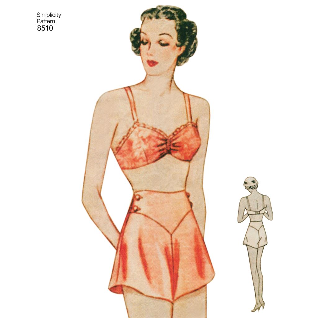 Simplicity Pattern 8510 Miss Vintage Brassiere and Panties Image 1 From Patternsandplains.com
