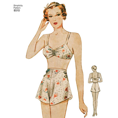 Simplicity Pattern 8510 Miss Vintage Brassiere and Panties Image 1 From Patternsandplains.com