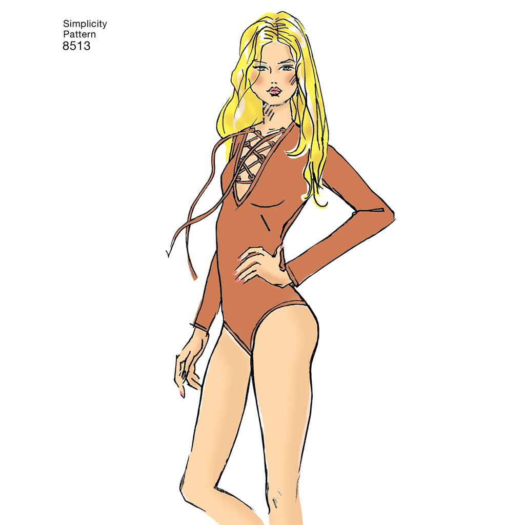 Simplicity Pattern 8513 Misses Knit Bodysuits Image 1 From Patternsandplains.com