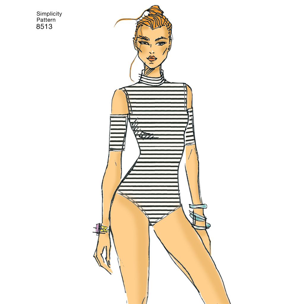 Simplicity Pattern 8513 Misses Knit Bodysuits Image 1 From Patternsandplains.com