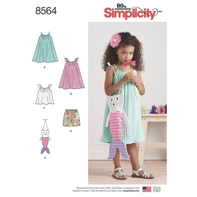 Simplicity Pattern 8564 Childs Dress Top Shorts and Bag Image 1 From Patternsandplains.com