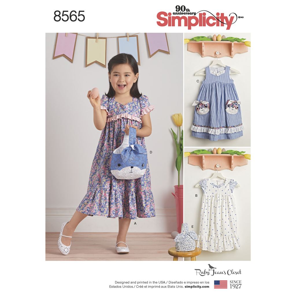 Simplicity Pattern 8565 Childs Ruby Jeans Dresses and Purses Image 1 From Patternsandplains.com