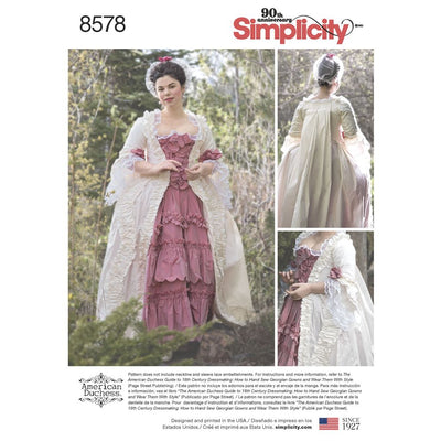 Simplicity Pattern 8578  Womens 18th Century Gown Image 1 From Patternsandplains.com