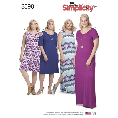 Simplicity Pattern 8590 Womens Knit Dresses Image 1 From Patternsandplains.com