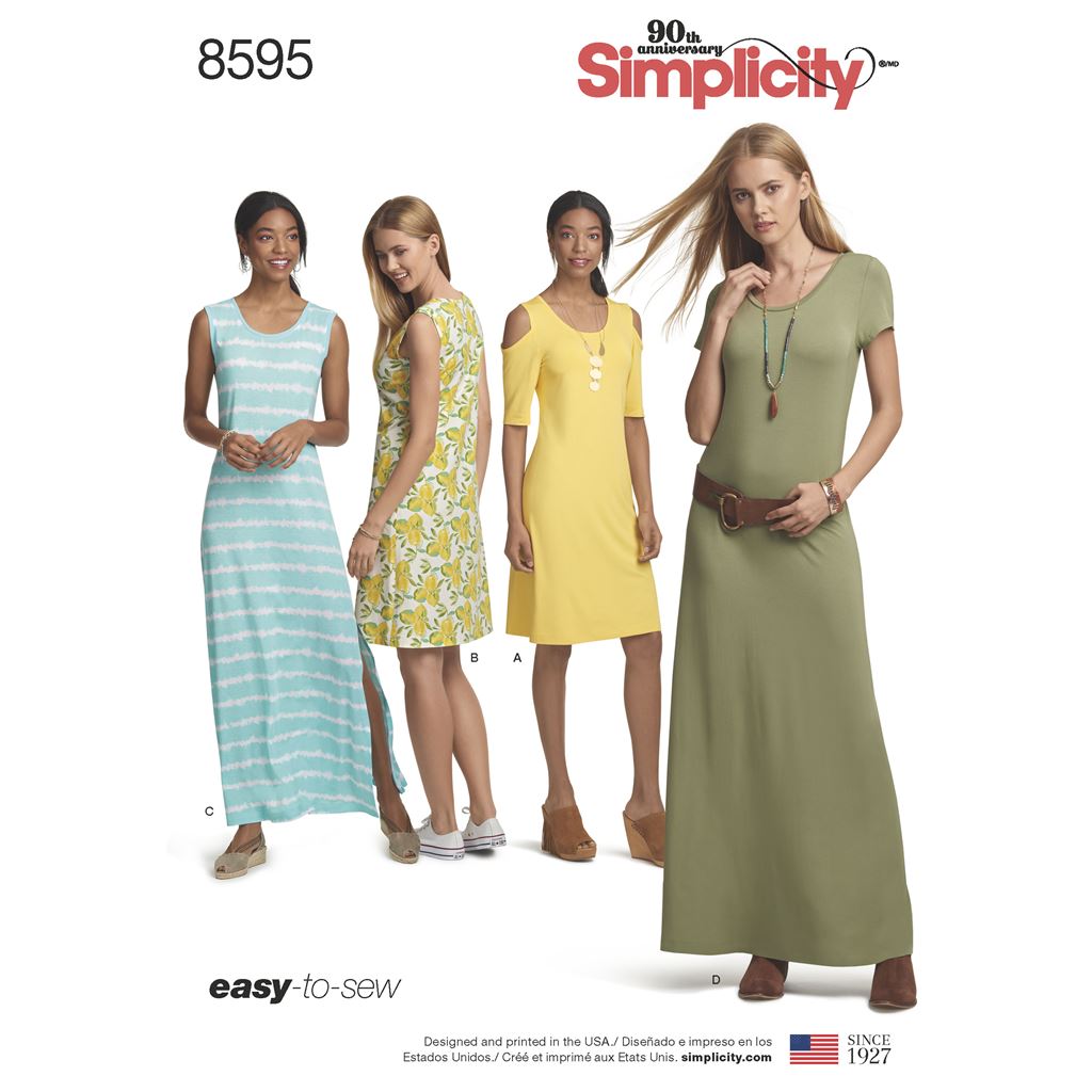 Simplicity Pattern 8595 Women's Knit Dresses - Patterns and Plains Simplicity Pattern 8595 Women's Knit Dresses - Patterns and Plains