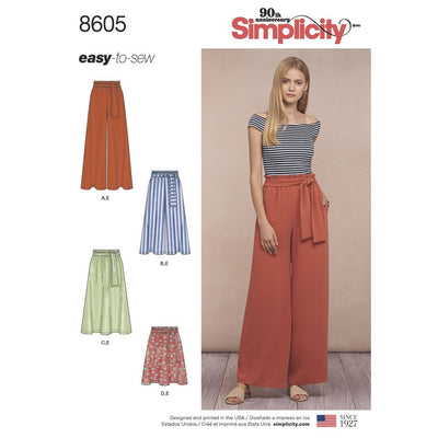Simplicity Pattern 8605 Womens Pull on Skirt and Pants Image 1 From Patternsandplains.com