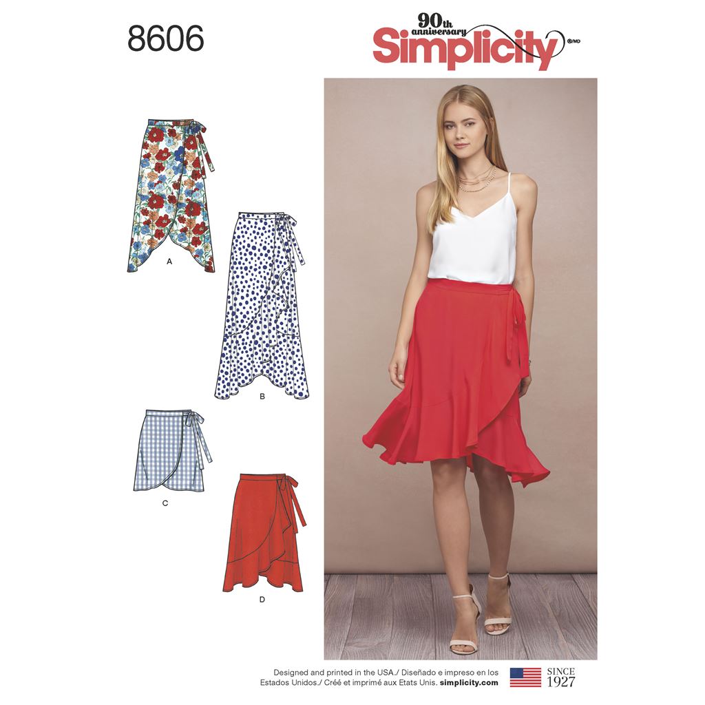 Simplicity Pattern 8606 Womens Wrap Skirt in Four Lengths Image 1 From Patternsandplains.com