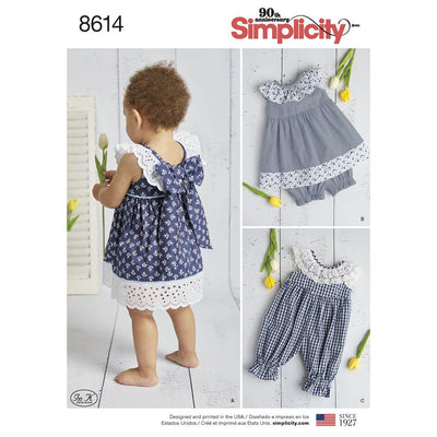 Simplicity Pattern 8614 Babies Dress Romper and Panties Image 1 From Patternsandplains.com