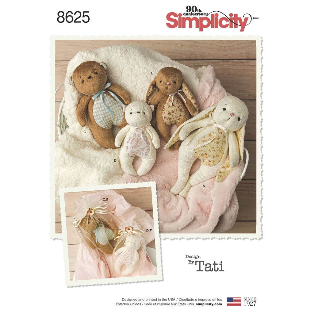 Simplicity Pattern 8625 Stuffed Animals and Gift Bags Image 1 From Patternsandplains.com