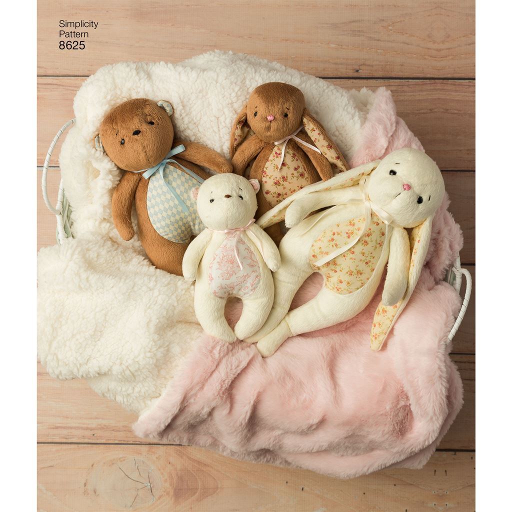 Simplicity Pattern 8625 Stuffed Animals and Gift Bags Image 1 From Patternsandplains.com