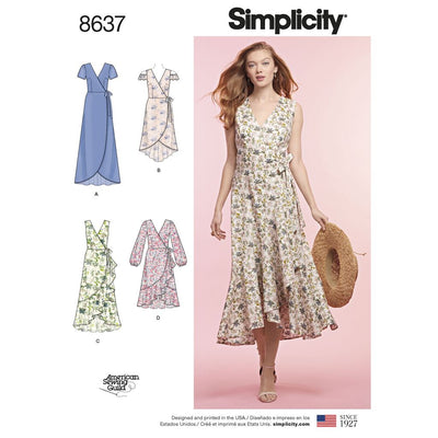 Simplicity Pattern 8637 Womens Wrap Dress Image 1 From Patternsandplains.com