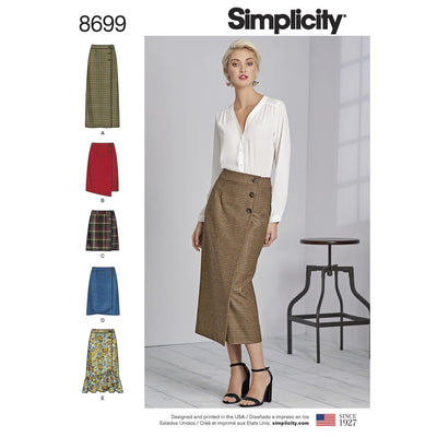 Simplicity Pattern 8699 Womens Wrap Skirts with Length Variations Image 1 From Patternsandplains.com