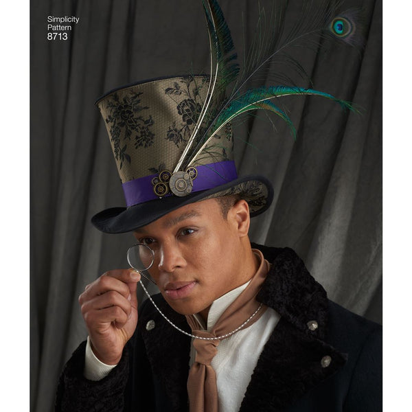 Simplicity Pattern 8713 Men's Hats in Three Sizes - Patterns and Plains