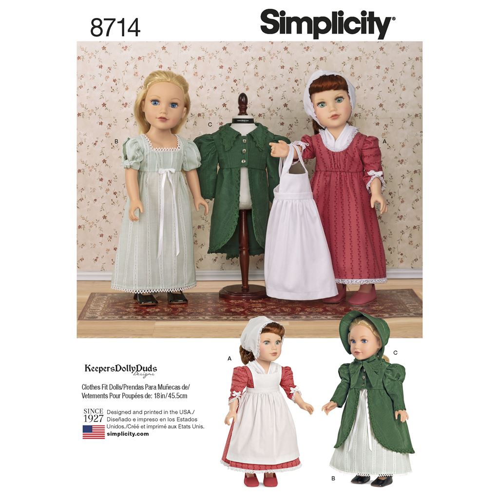 Simplicity Pattern 8714 18 Doll Clothes Image 1 From Patternsandplains.com
