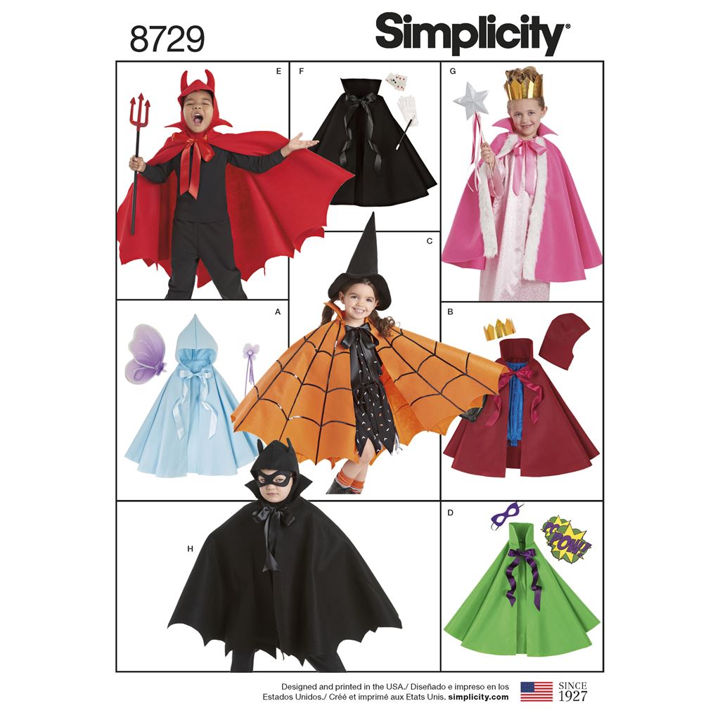 Simplicity Pattern 8729 Childs Cape Costumes Image 1 From Patternsandplains.com