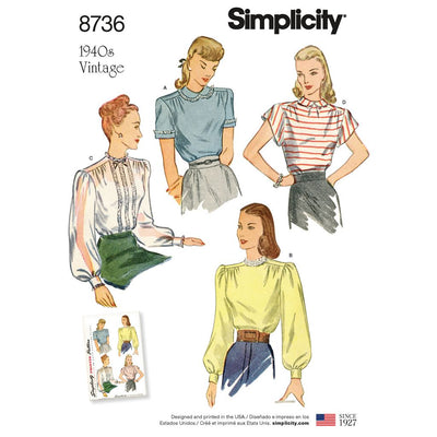 Simplicity Pattern 8736 Womens Vintage Blouses Image 1 From Patternsandplains.com