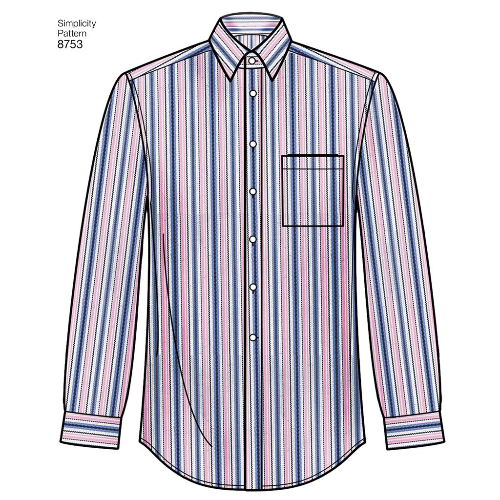 Simplicity Pattern 8753 Mens Classic Modern and Slim Fit Shirt Image 2 From Patternsandplains.com