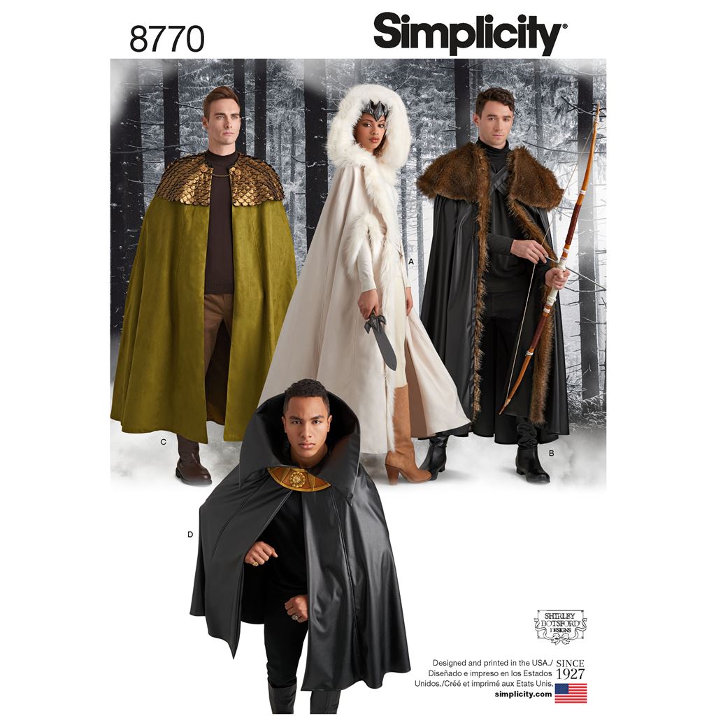Simplicity Pattern 8770 Unisex Costume Capes Image 1 From Patternsandplains.com