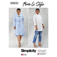 Simplicity Pattern S8830 Mimi G Misses' / Miss Petite Shirt Dress 8830 ...