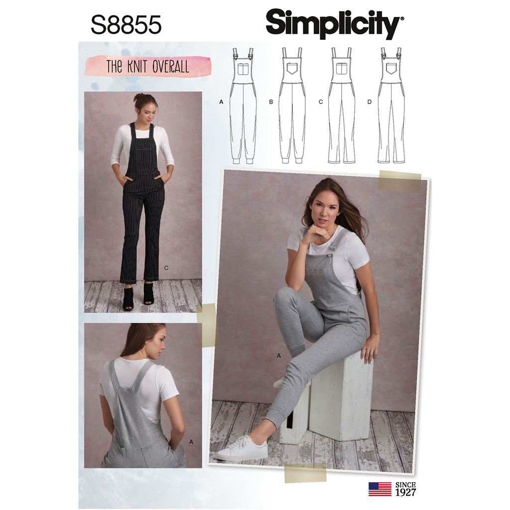 Simplicity Pattern S8855 Misses Knit Overalls 8855 Image 1 From Patternsandplains.com