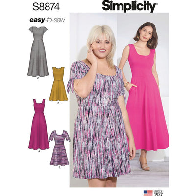 Simplicity Sewing Pattern S8874 Misses' / Women's Knit Dress 8874 ...