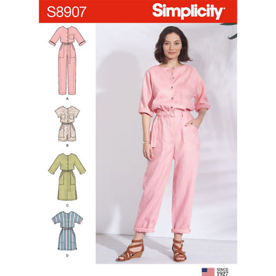 Simplicity Sewing Pattern S8907 Misses Jumpsuit Romper Dresses and Belt 8907 Image 1 From Patternsandplains.com