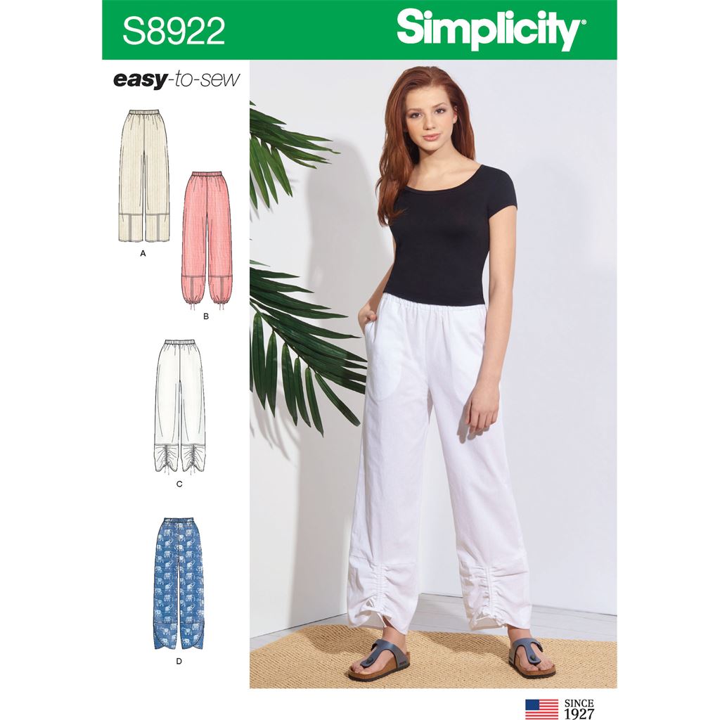 Simplicity Sewing Pattern S8922 Misses Pull On Pants 8922 Image 1 From Patternsandplains.com