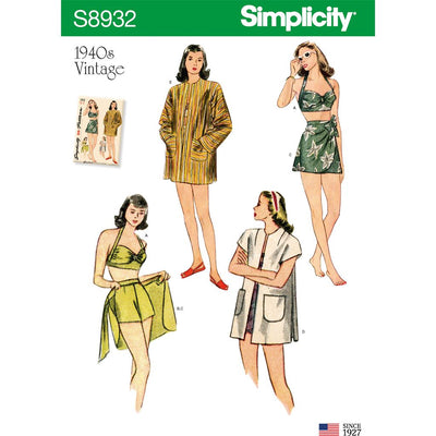 Simplicity Sewing Pattern S8932 Misses Vintage Bikini Top Shorts Wrap Skirt and Coat 8932 Image 1 From Patternsandplains.com