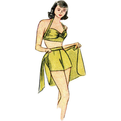 Simplicity Sewing Pattern S8932 Misses Vintage Bikini Top Shorts Wrap Skirt and Coat 8932 Image 3 From Patternsandplains.com