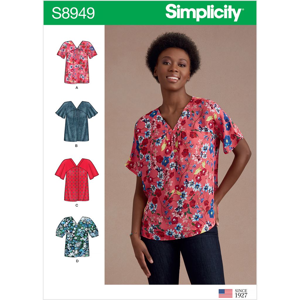 Simplicity Sewing Pattern S8949 Misses' Blouses 8949 - Patterns and Plains