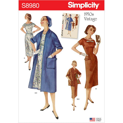 Simplicity Sewing Pattern S8980 Misses Vintage Dresses and Lined Coats 8980 Image 1 From Patternsandplains.com