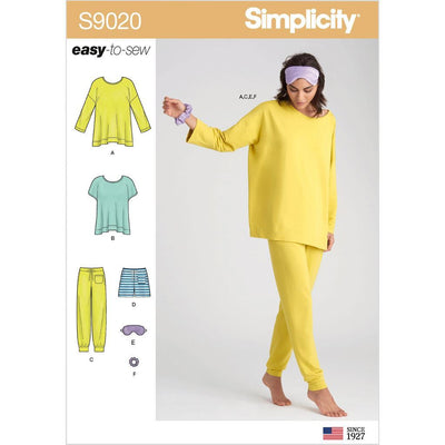 Simplicity Sewing Pattern S9020 Misses Sleepwear Knit Tops Pants Shorts and Accessories 9020 Image 1 From Patternsandplains.com