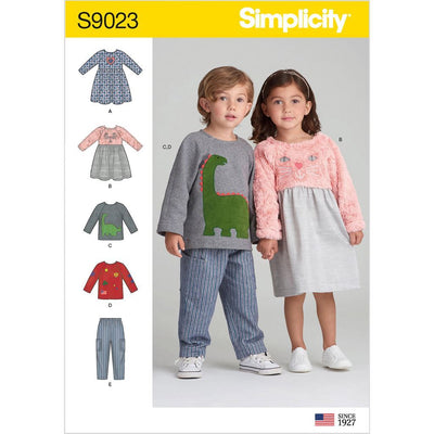 Simplicity Sewing Pattern S9023 Toddlers Dresses Top and Pants 9023 Image 1 From Patternsandplains.com