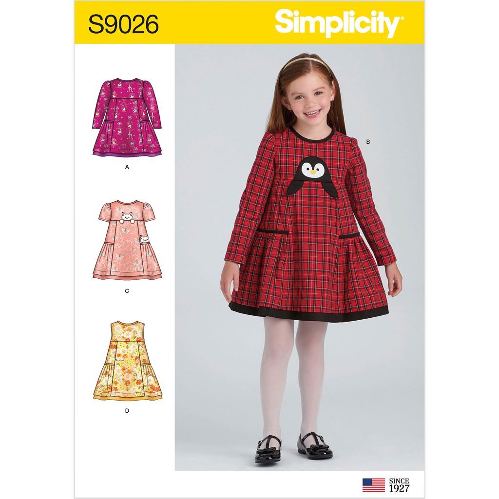 Simplicity Sewing Pattern S9026 Childrens Animal Applique Pocket Dress 9026 Image 1 From Patternsandplains.com