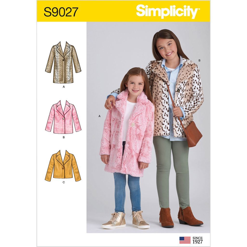 Simplicity Sewing Pattern S9027 Childrens and Girls Lined Coat 9027 Image 1 From Patternsandplains.com