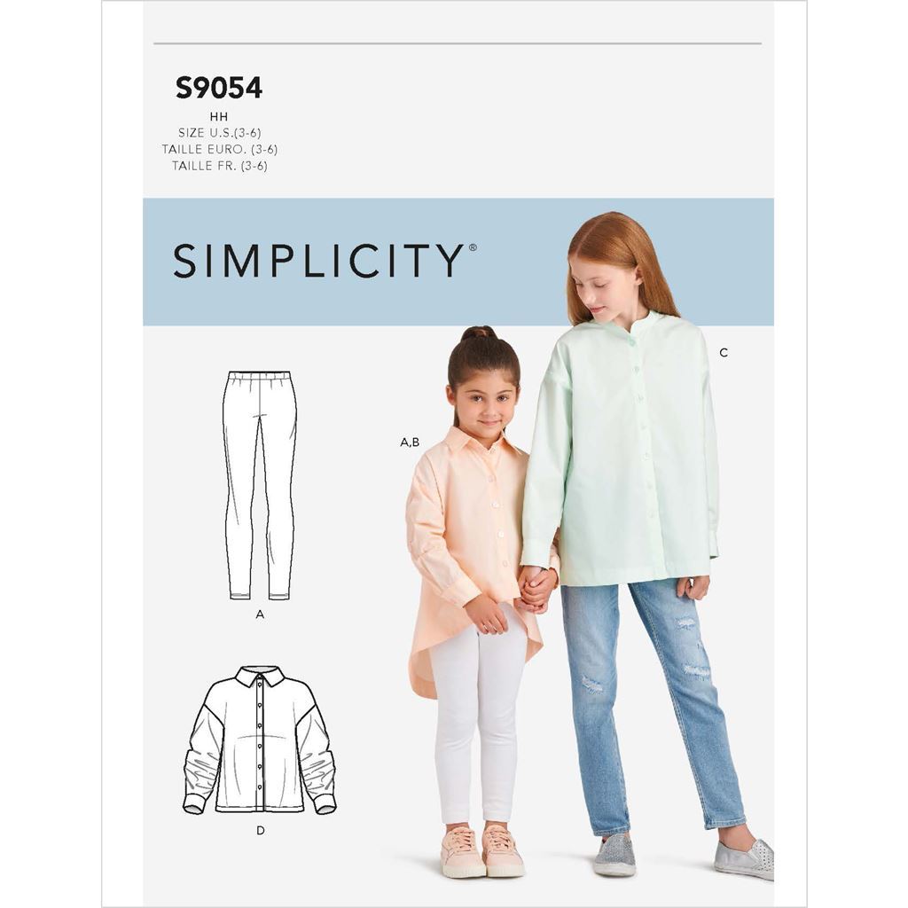 Simplicity Sewing Pattern S9054 Childrens and Girls Oversized Tops 9054 Image 1 From Patternsandplains.com