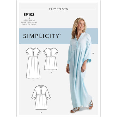 Simplicity Sewing Pattern S9102 Misses Caftan and Dresses 9102 Image 1 From Patternsandplains.com