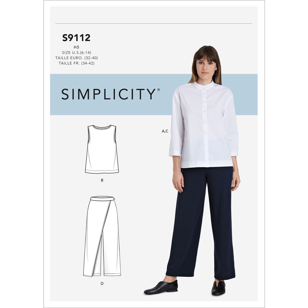 Simplicity Sewing Pattern S9112 Misses Button Down Top Shell and Pants 9112 Image 1 From Patternsandplains.com
