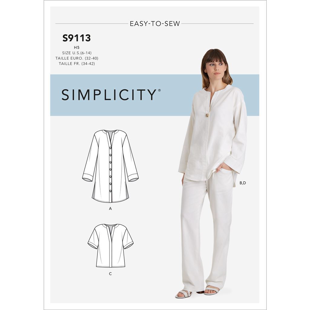 Simplicity Sewing Pattern S9113 Misses Tunic Top and Pull On Pants 9113 Image 1 From Patternsandplains.com