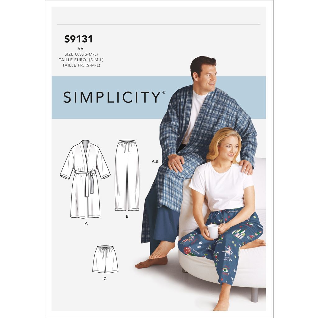 Simplicity Sewing Pattern S9131 Unisex Sleepwear 9131 Image 1 From Patternsandplains.com