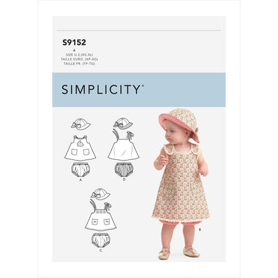 Simplicity Sewing Pattern S9152 Babies Dress Panties and Hat 9152 Image 1 From Patternsandplains.com